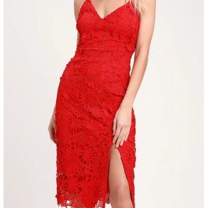Lulus Red Crochet Midi Dress